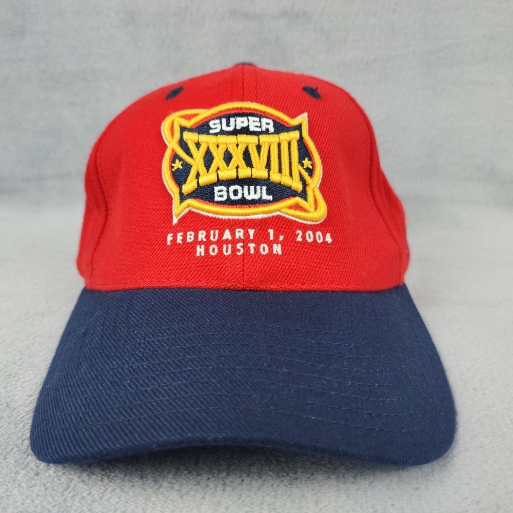 Super Bowl XXXVIII Reebok Hat 2004 Houston Red Adjustable Cap NFL Vintage